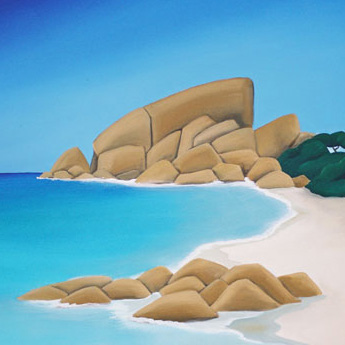 a stylized image of a beach typical of the dunsborough area in western australia