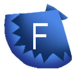 an image of a simplified blue shell with the letter f for facebook