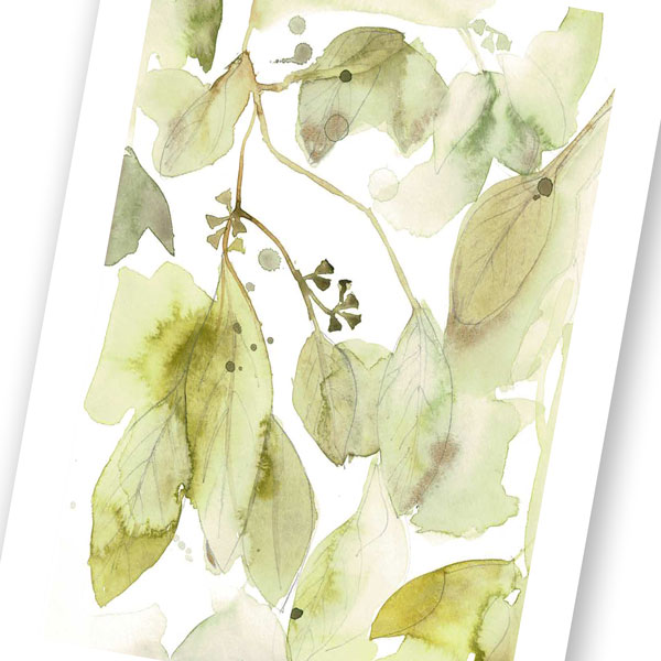 abstract gum leaves in loose watercolour wash