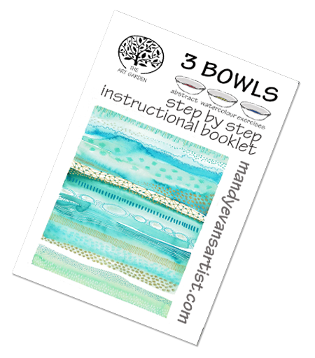 a tiny icon of 3 bowls step by step abstract painting workbook
