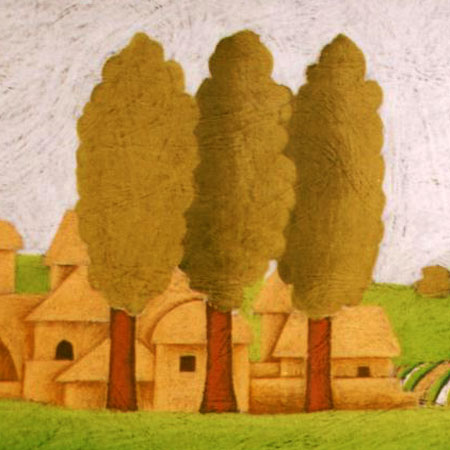 the three trees icons in one of Mandys early coloured pencil drawings