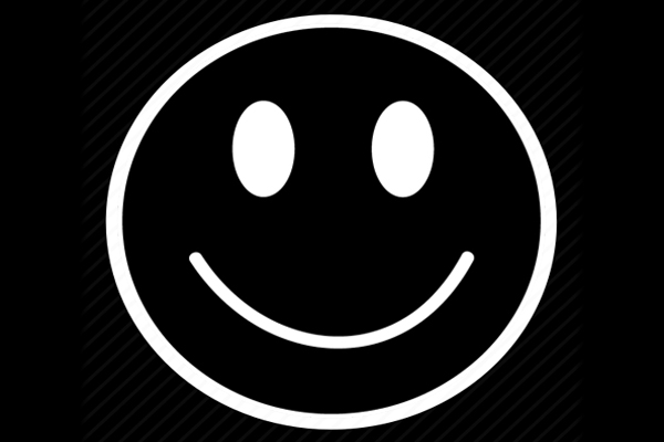 a black and white smiley face - to signify happiness