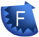a blue fan shell with an F for Facebook