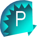 an aqua fan shell icon with a P for pinterest