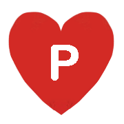 an image of a big red romantic loveheart with the letter p for pinterest